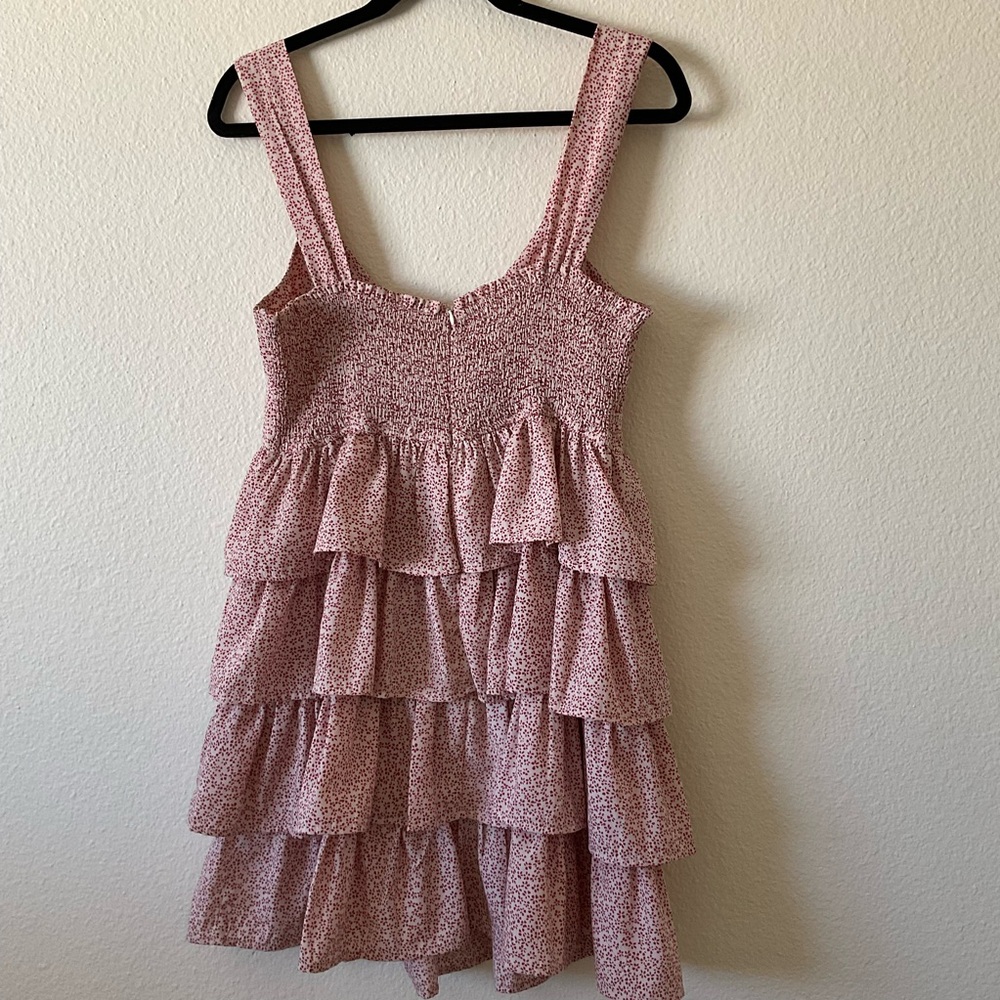 BABYDOLL DRESS layered red and white floral pattern size medium - Picture 7 of 7